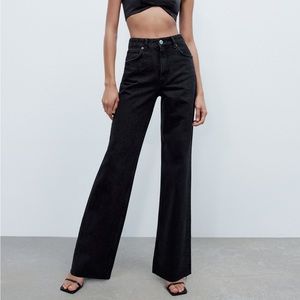 [ZARA] Black High Waisted Wide Leg Jean